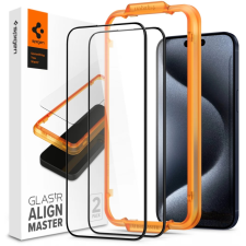 Spigen GlastR Alginmaster Full kijelzővédő üveg iPhone 15 fekete 2db mobiltelefon kellék