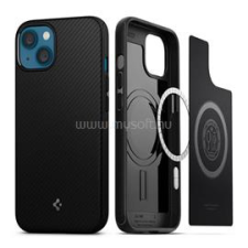 Spigen MAG szilikon telefonvédő (matt, ütésállóság, csíkos, MagSafe) FEKETE (ACS03680) tok és táska