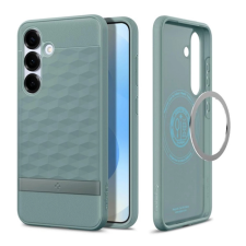 Spigen PARALLAX szilikon telefonvédő (ütésállóság. légpárnás keret. MagSafe. 3D rombusz) ZSÁLYAZÖLD tok és táska