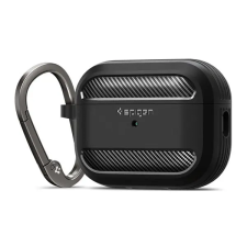 Spigen Rugged Armor Apple Airpods Pro 2 tok, fekete fülhallgató, fejhallgató tok