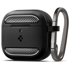 Spigen Rugged Armor, matte black - AirPods 4 fülhallgató, fejhallgató tok
