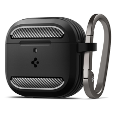 Spigen Rugged Armor Tok AirPods 4-hez - Fekete fülhallgató, fejhallgató tok