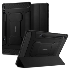 Spigen Samsung Galaxy Tab S7 11.0 / Tab S8 11.0, mappa tok, közepesen ütésálló, Spigen Rugged Armor, fekete tablet tok