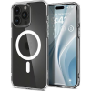 Spigen Ultra Hybrid Mag Matte Hátlap Védőtok + Szilikon Keret - Apple iPhone 15 Pro, Magsafe Töltővel Kompatibilis, Áttetsző/Fehér (Spi002585)