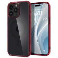 Spigen Ultra Hybrid (MagFit) iPhone 15 Pro Max tok átlátszó-piros (ACS07056) (ACS07056) tok és táska
