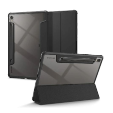 Spigen ULTRA HYBRID PRO tok álló, bőr hatású (FLIP, oldalra nyíló, TRIFOLD, asztali tartó, ceruza tartó) FEKETE [Samsung Galaxy Tab S9 LTE (SM-X716)] (ACS07077) tablet tok