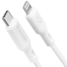 Spigen USB Type-C töltő- és adatkábel, Lightning, 100 cm, gyorstöltés, MFI engedélyes, Spigen Essential C10CL, fehér kábel és adapter