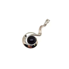 Spirál medál fém Goldstone kék 2x3,5cm medál