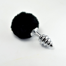 Spiral Pompon Metal Plug Black műpénisz, dildó