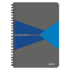  Spirálfüzet, A5, kockás, 90 lap, laminált karton borító, LEITZ "Office", szürke-kék
