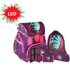 Spirit : Blue Butterfly mintás, LED-es iskolatáska, hátizsák 6db-os szett iskolatáska