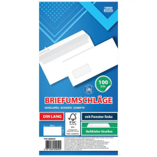 Spirit : Fehér bal ablakos boríték LA/4 11x23cm 100db-os csomag boríték