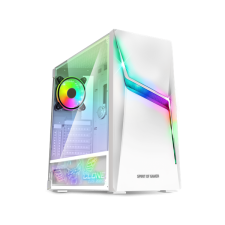 Spirit of Gamer számítógépház - clone 4 white (fekete, ablakos, 8x12cm ventilátor, alsó táp, atx, 1xusb3.0, 2xusb2.0) 8902raw számítógép ház