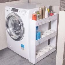 Springos gurulós szekrény 3 polc fehér fürdőszoba bútor