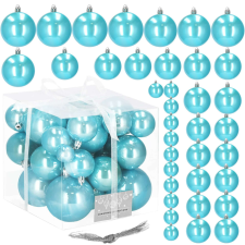 Springos Karácsonyfa gömbök 37 db - gyöngyház kék karácsonyfadísz