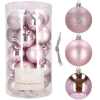 Springos Karácsonyi gömb készlet 20 db-os, karácsonyfadísz, 4 cm, rózsaszín
