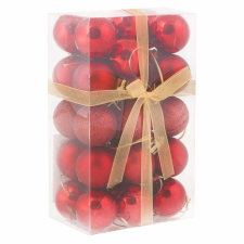 Springos Karácsonyi gömbszett, 30 db-os karácsonyi dísz, 3cm, piros karácsonyfadísz