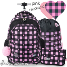 St. Right gurulós iskolatáska SZETT - Pink Checkered iskolatáska