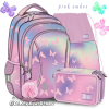  St. Right pillangós iskolatáska, hátizsák 39 cm SZETT - Pink Ombre