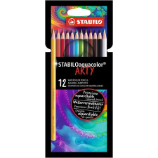 STABILO Akvarell ceruza készlet, STABILO &quot;Aquacolor ARTY&quot;, 12 különböző szín akvarell
