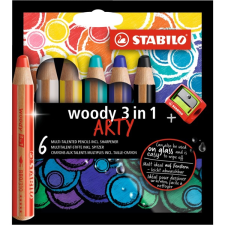 STABILO ARTY Woody 3in1 6db-os vegyes színű krétaceruza színes ceruza