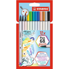 STABILO Ecsetirón készlet,  "Pen 68 brush", 12 különböző szín filctoll, marker