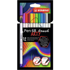 STABILO Ecsetirón készlet, STABILO &quot;Pen 68 brush ARTY&quot;, 12 különböző szín filctoll, marker