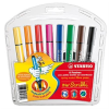 STABILO Filctoll készlet, 1,5-2 mm, rugós hegy, STABILO "Trio Scribbi", 8 különböző szín