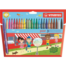 STABILO Filctoll készlet, 2 mm, STABILO &quot;Power&quot;, 24 különböző szín filctoll, marker