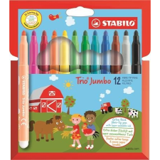 STABILO Filctoll készlet, 3 mm, STABILO "Trio Jumbo", 12 különbözõ szín filctoll, marker
