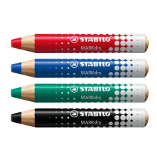 STABILO MaRKdry Jelölőceruza készlet törlővel és hegyezővel - Vegyes színek (4 db / csomag) filctoll, marker