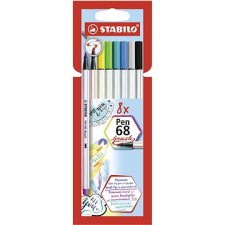 STABILO Pen 68 brush 8 db tok filctoll, marker