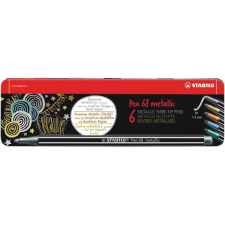 STABILO Pen 68 metallic fémdobozos 6db-os vegyes színű filctoll készlet filctoll, marker