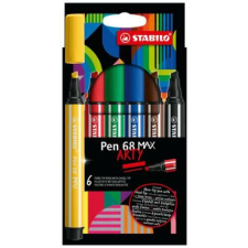 STABILO Rostirón készlet, 1-5 mm, vágott hegy, STABILO "Pen 68 MAX", 6 különböző szín filctoll, marker