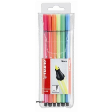 STABILO Rostirón készlet, 1 mm, STABILO &quot;Pen 68&quot;, 6 neon szín filctoll, marker