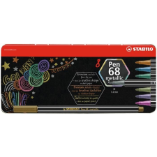 STABILO Rostirón készlet, fém doboz, 1,4 mm, STABILO "Pen 68 metallic", 8 különbözõ szín ceruza