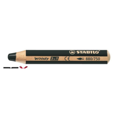 STABILO Színes ceruza, kerek, vastag, STABILO &quot;Woody 3 in 1&quot;, fekete színes ceruza