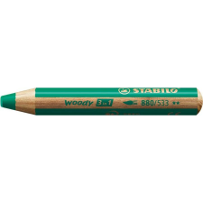 STABILO Színes ceruza, kerek, vastag, STABILO "Woody 3 in 1", sötétzöld színes ceruza
