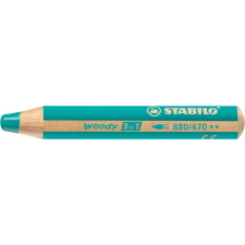 STABILO Színes ceruza, kerek, vastag, STABILO "Woody 3 in 1", türkiz színes ceruza