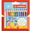 STABILO Színes ceruza készlet háromszögletű vastag rövid Trio 12 különböző szín