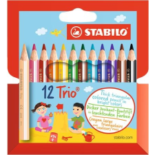 STABILO Színes ceruza készlet háromszögletű vastag rövid Trio 12 különböző szín színes ceruza
