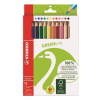 STABILO Színes ceruza készlet, háromszögletű, vastag, STABILO "GreenTrio", 12 különböző szín