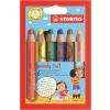 STABILO Színes ceruza készlet, kerek, vastag, STABILO "Woody 3 in 1", 6 különböző szín