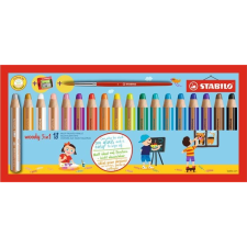 STABILO Színes ceruza készlet, kerek, vastag, STABILO "Woody 3 in 1", 18 különbözõ szín+ színes ceruza
