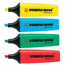 STABILO Szövegkiemelő 2-5mm, vágott hegyű, STABILO Boss original sárga filctoll, marker