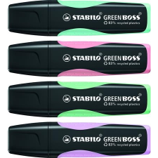 STABILO Szövegkiemelő készlet, 2-5 mm, STABILO  Green Boss Pastel , 4 különböző szín filctoll, marker