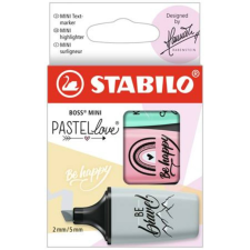 STABILO Szövegkiemelő készlet, STABILO, Boss Mini Pastellove, 3 különböző szín (TST070349) filctoll, marker