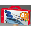  STABILO Táblamarker készlet, 2,5-3,5 mm, kúpos, szivaccsal, STABILO "Plan", 4 különböző szín