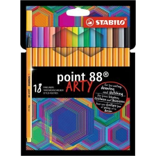 STABILO Tûfilc készlet, 0,4 mm, STABILO "Point 88 ARTY", 18 különbözõ szín filctoll, marker