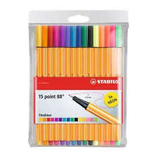 STABILO Tűfilc, 0,4 mm, STABILO "Point 88", 15 különböző szín (TST88151) ceruza